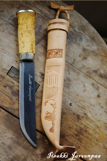 Jarvenpaa Leuku Carbon Steel Knife Scandi Hunting Finland