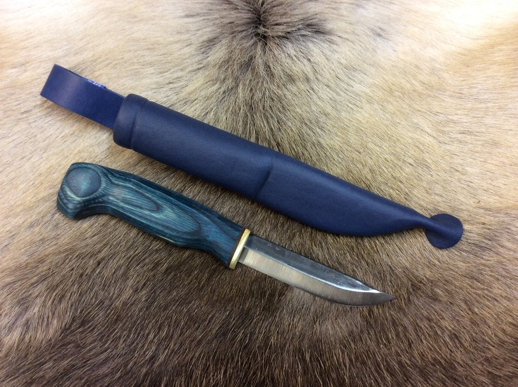 Wood Jewel Blue Knife Scandi Viking Hunting Knife Finland